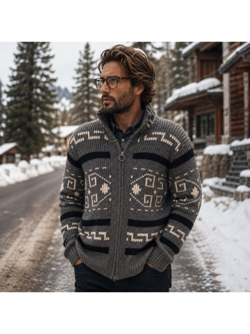 Pendleton Original Westerly Sweater Cardigan Men Gray Fair Isle Long Sleeve XS